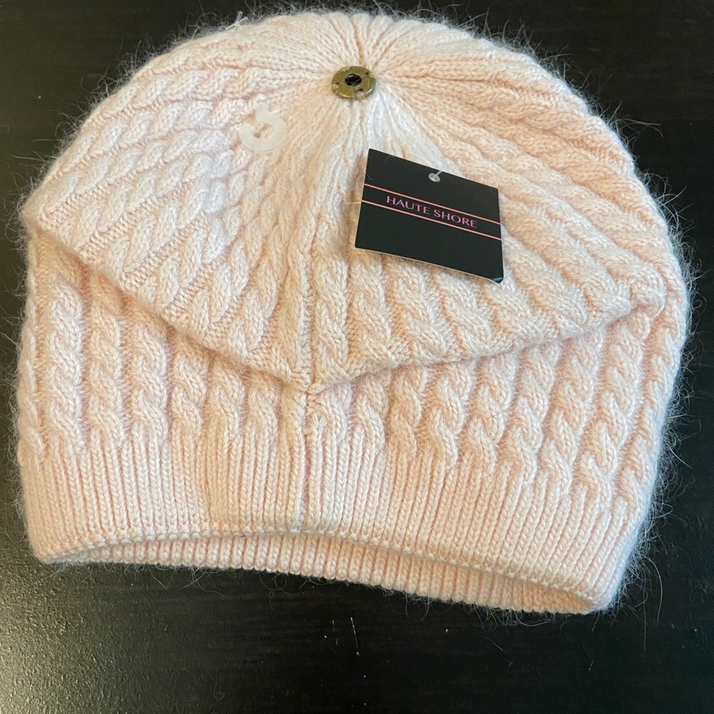 NWT HAUTE SHORE WOOL BLEND SLOUCHY BEANIE PINK HAT - Picture 2 of 8